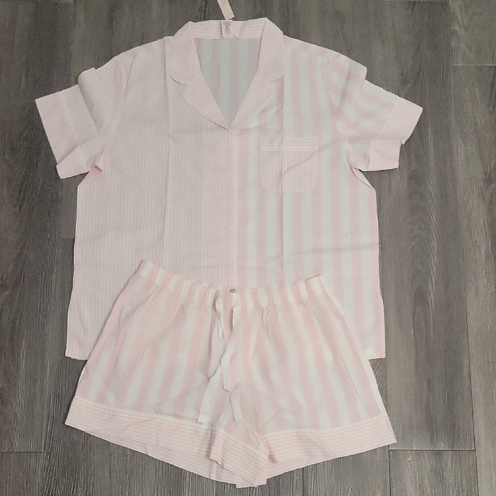 Victoria's Secret Light Pink Striped Pajama Set